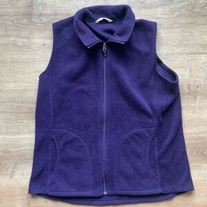 Woolrich Women’s Fleece Vest Purple Zip Front Outdoor Layering Size L cabin Y2K